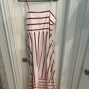 Red striped maxi dress